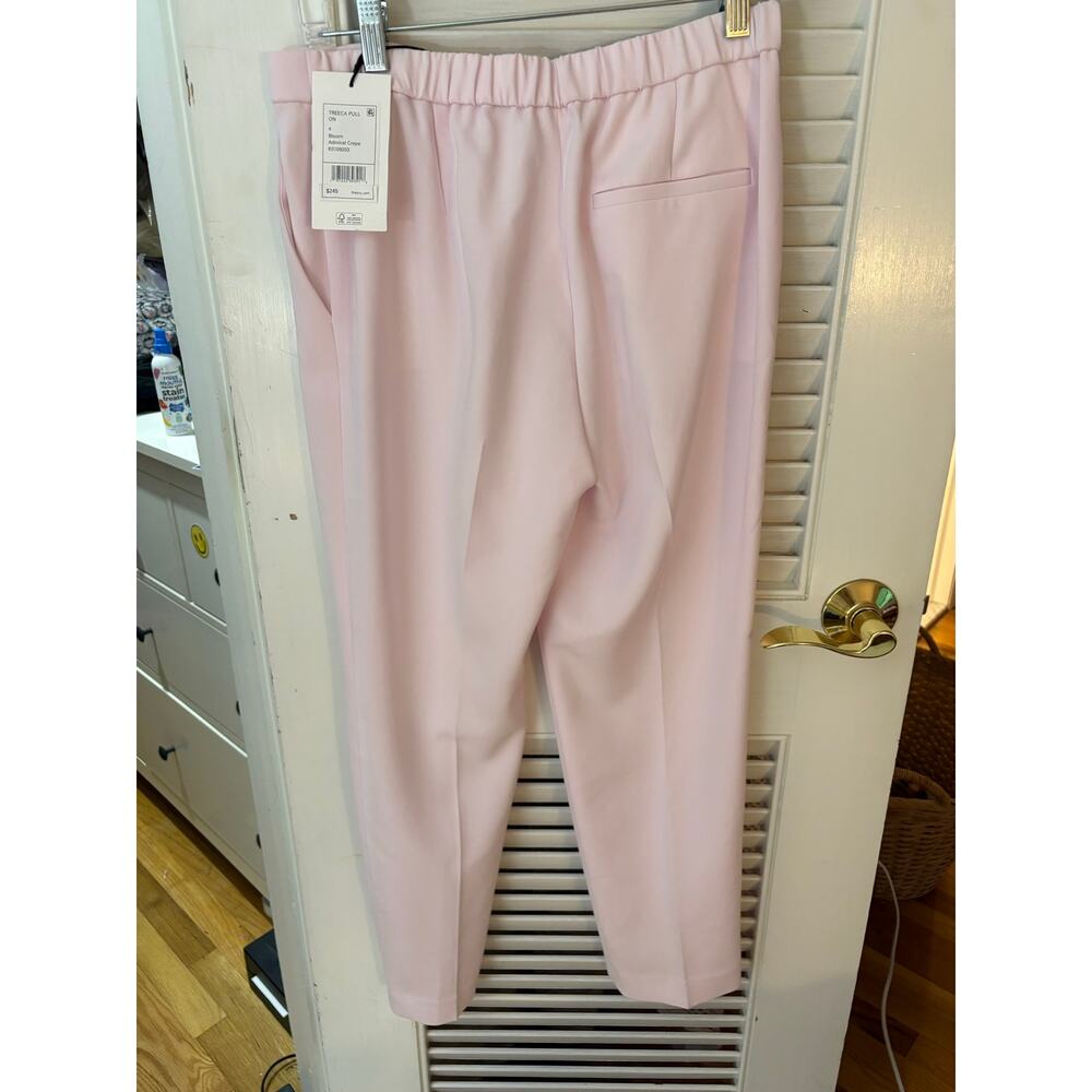 Theory Treeca New Pastel Pink Admiral Crepe Coquette Pull On Trousers 4 - Picture 3 of 9